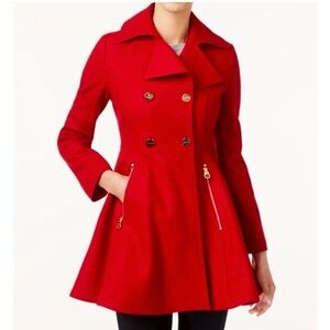 Laundry By Shelli Segal Red Double-Breasted Coat